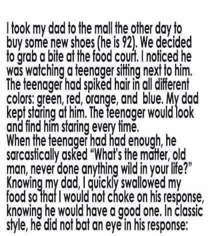 92-Yr-Old’s Epic Response To A Teenager’s Wild Hair Will Leave You In Stitches