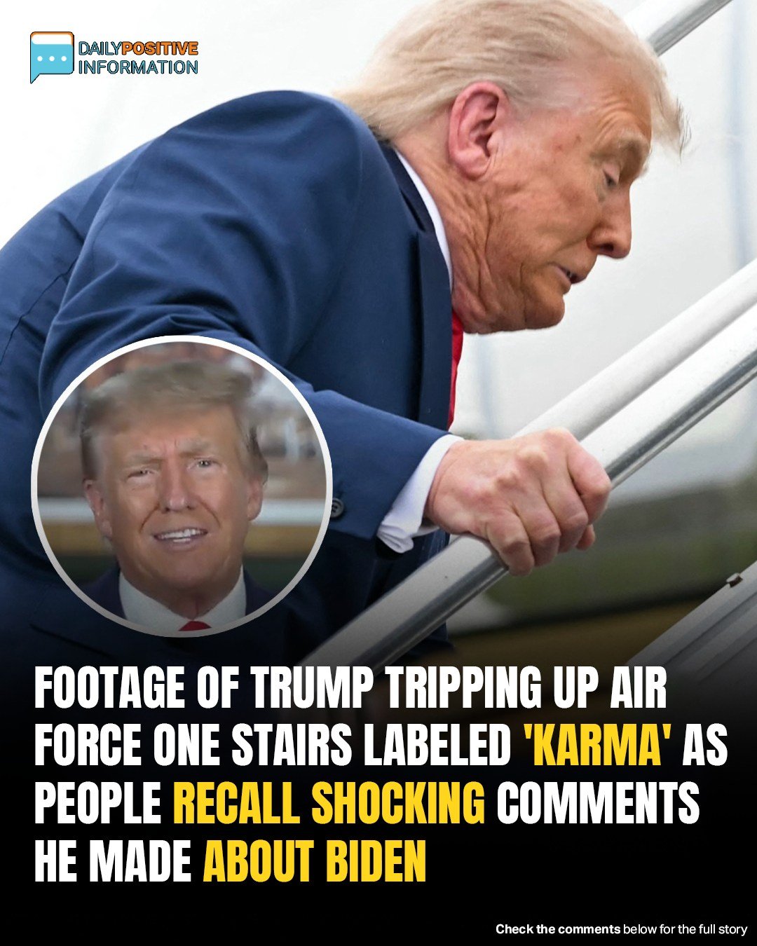 Trump Stumbles Up Air Force One Stairs— Social Media Hails ‘Karma’ After He Mocked Biden