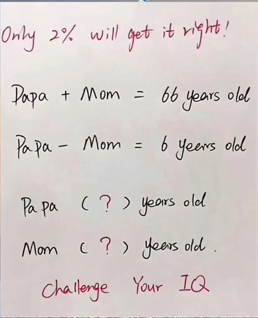 Calculate the age of father and mother