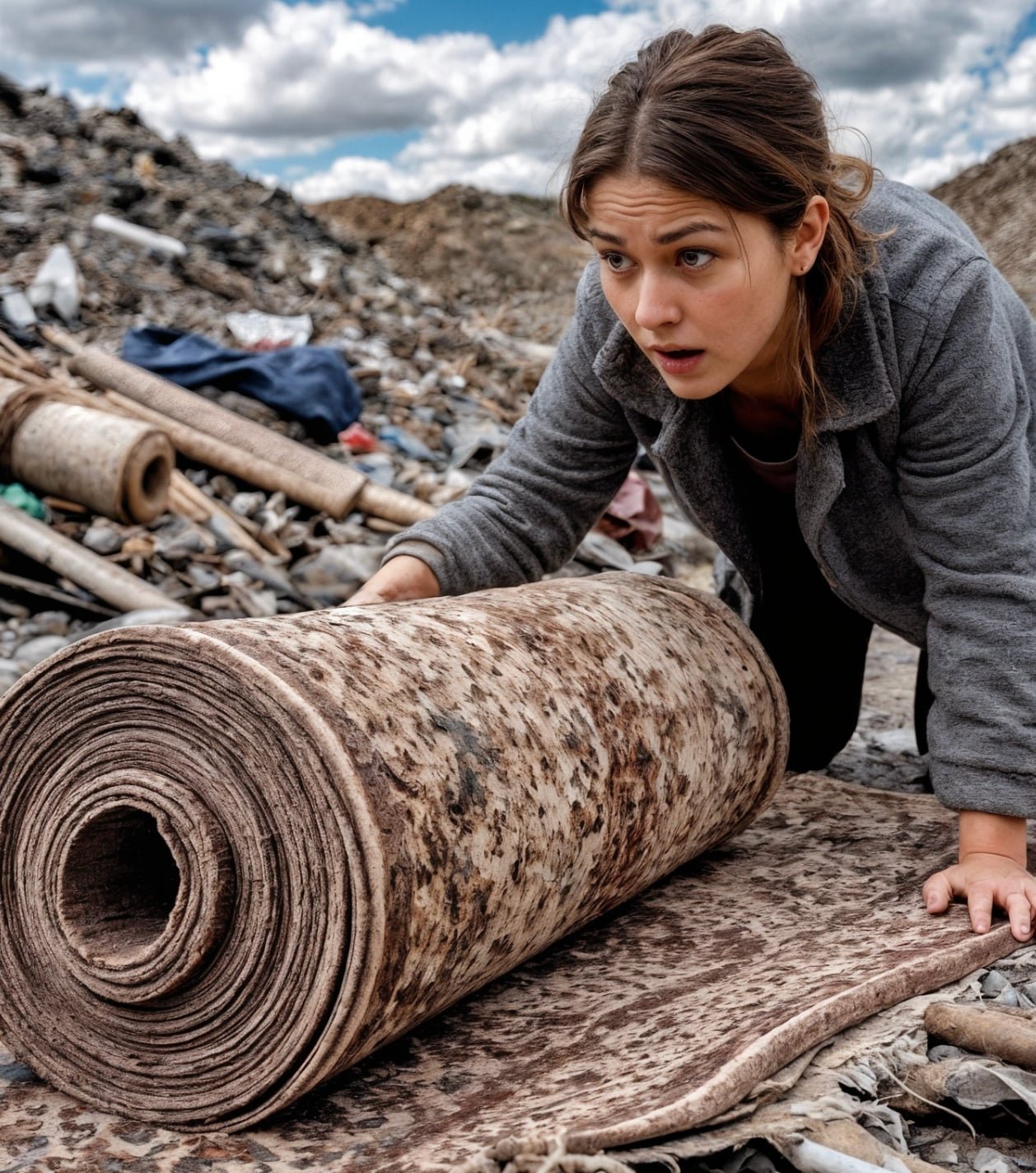 She was sure she found a carpet… but someone inside was moaning and moving.