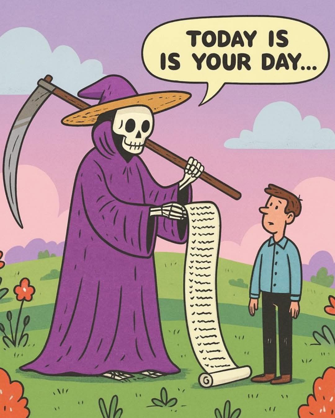 D3ath came to a guy and said, “My friend today is your day…”