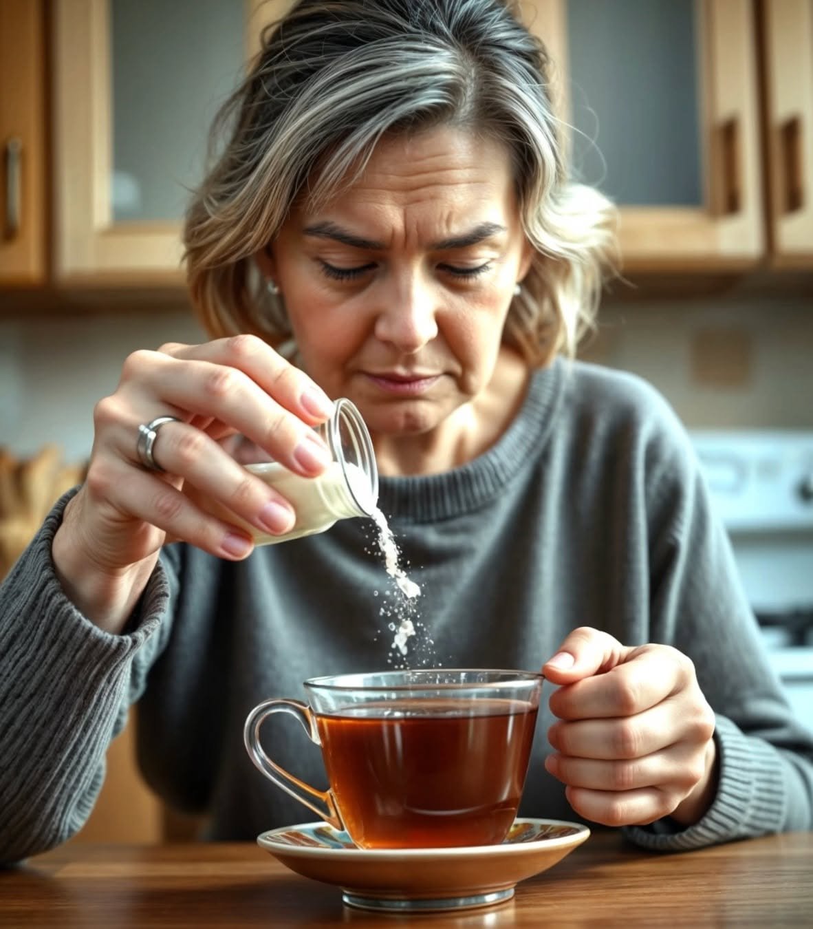 The daughter-in-law accidentally left her phone in the kitchen with the camera on, and the device recorded her mother-in-law slipping powder into her tea.
