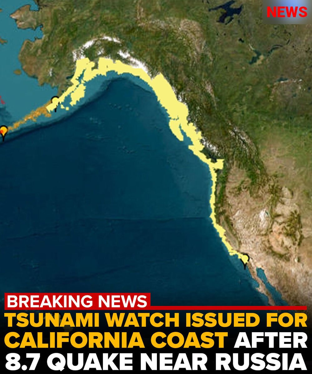 Tsunami alerts were issued for the West Coast, Alaska, and Hawaii on Tuesday after an 8.7 magnitude earthquake struck off the coast of Russia, according to officials. IF a wave is generated, it is expected to arrive in the Los Angeles area around 1 a.m. Details in 1st comment