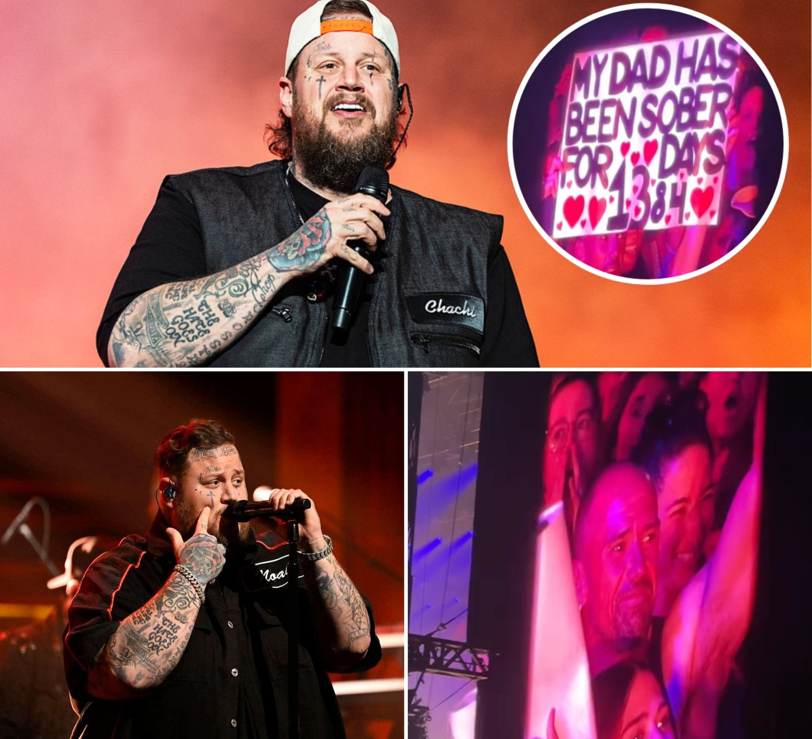 Jelly Roll Stuns 30,000 Fans By Jumping Off Stage Mid-Song To Hug A Stranger Who Was 1,384 Days Sober And Says “I Never Do This.”