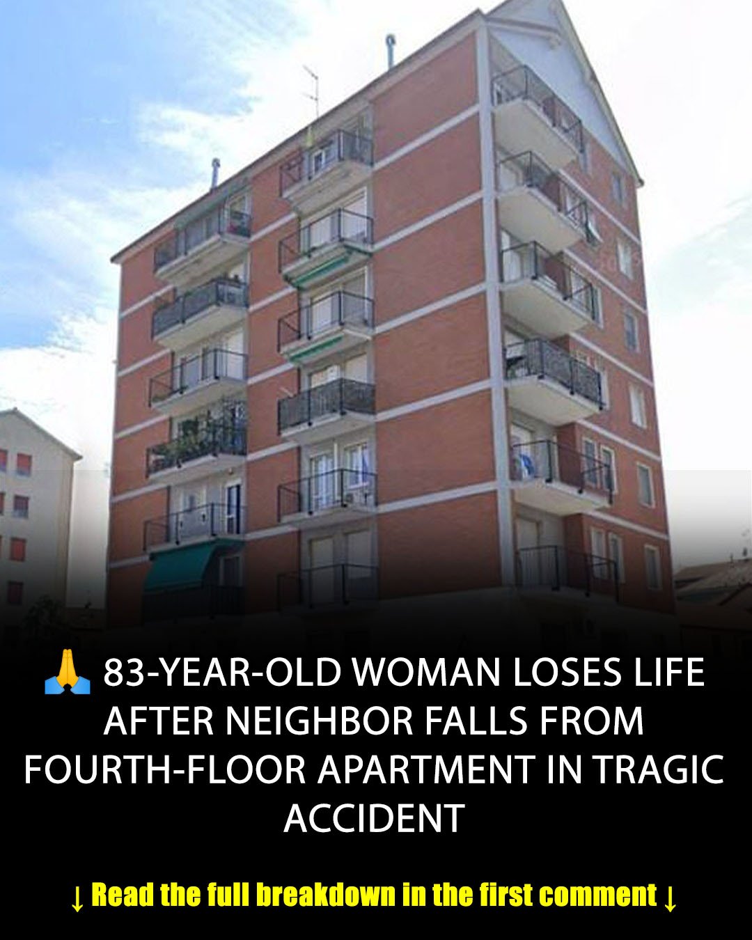 83-Year-Old Woman Killed After Neighbor Falls From Fourth-Floor Balcony in Milan