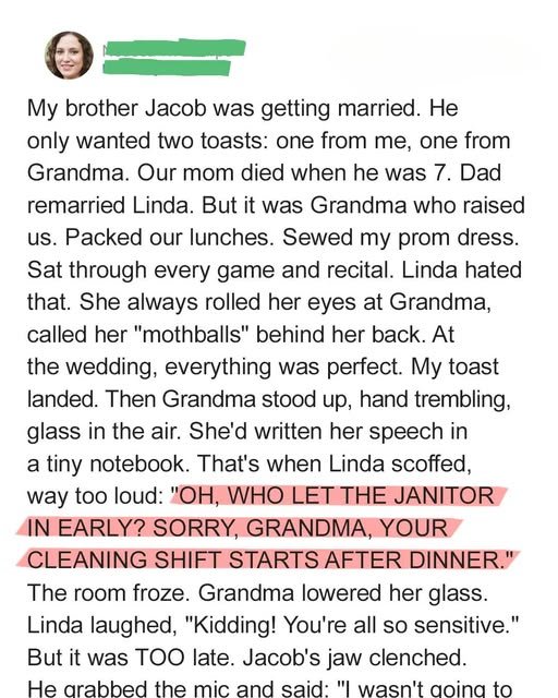 My Stepmom Mocked My Grandma at My Brother’s Wedding, Unaware It Would Lead to Her Biggest Regret