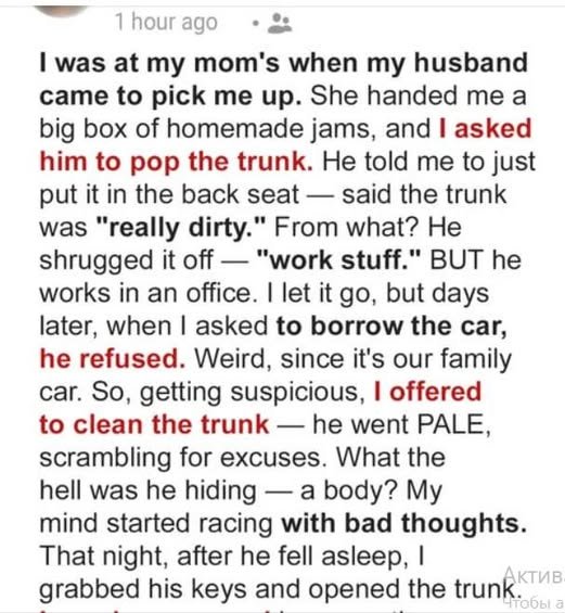 My Husband Didn’t Let Me Open the Car Trunk for Days — When I Finally Did It Late at Night, I Almost Screamed