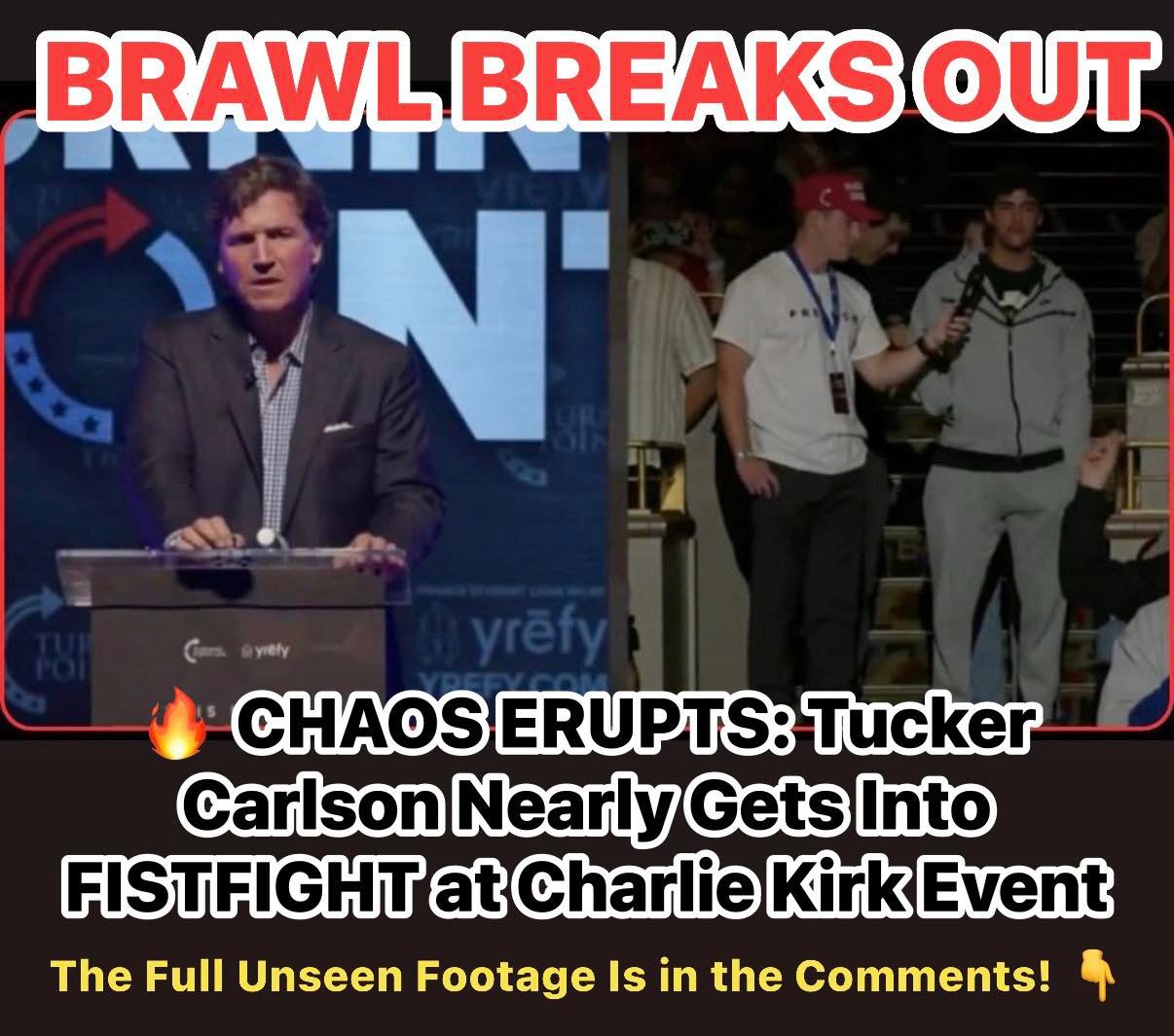 Tucker Carlson Gets Into Heated Exchange At Charlie Kirk Event