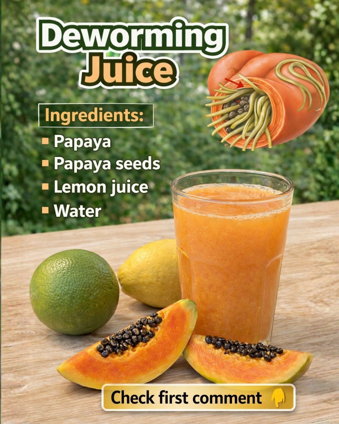 Papaya juice to deworm… See moreFull recipe!!