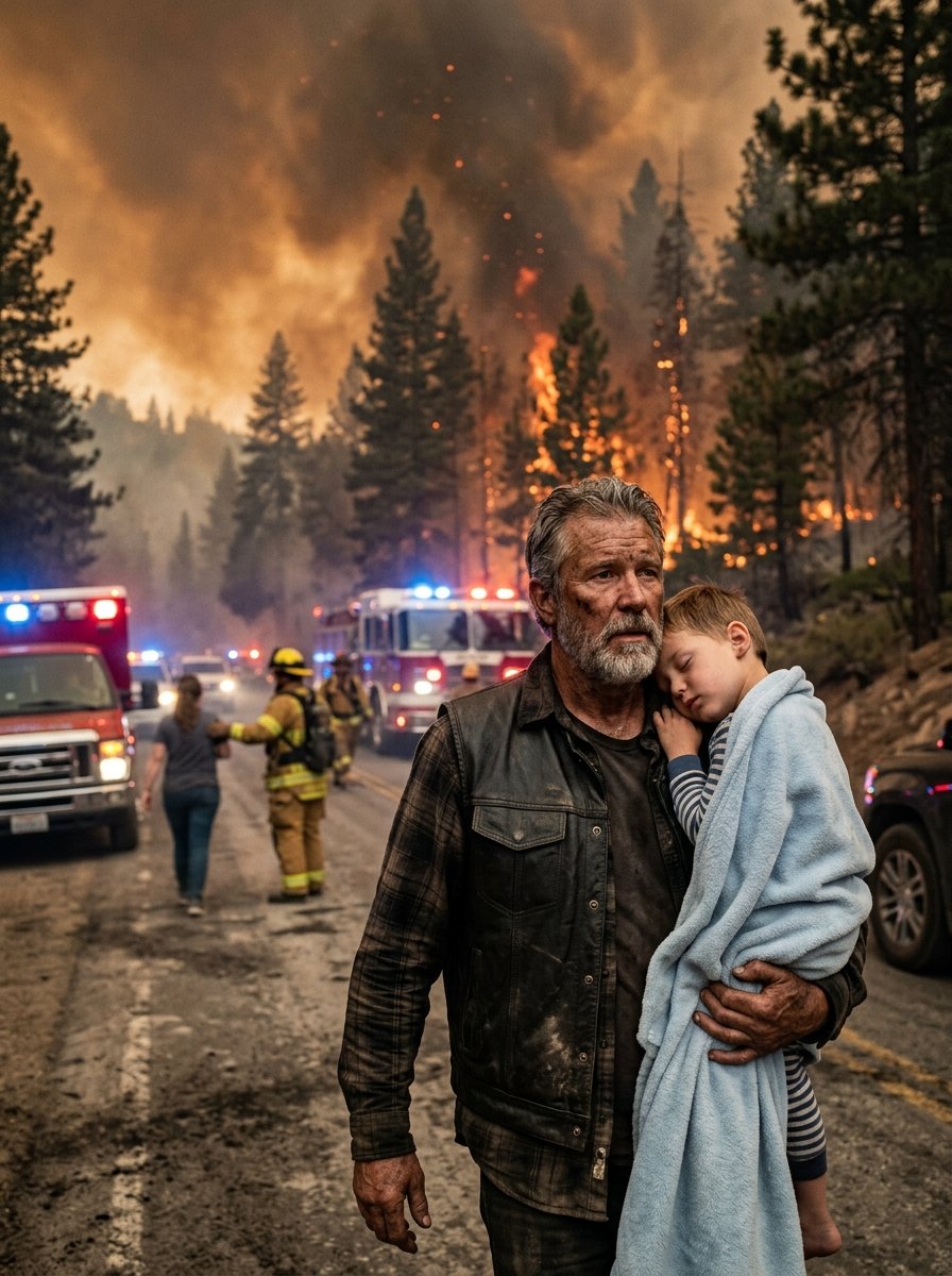 This Biker Walked 5 Miles Through A Forest Fire To Save My Disabled Son