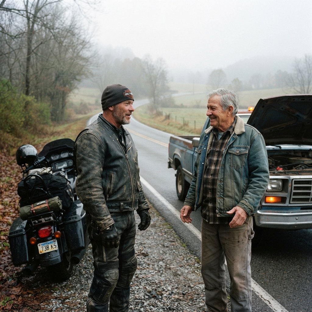 The Biker Who Helped a Stranded Father… and Discovered the Daughter He Never Met