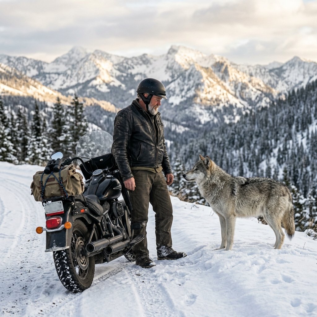 THE BIKER WHO FOUND A STRAY WOLF ON THE HIGHWAY… AND CHANGED AN ENTIRE TOWN