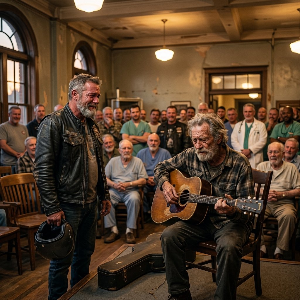 THE BIKER WHO FOUND A BROKEN GUITAR ON THE ROAD… AND GAVE A DYING MUSICIAN ONE LAST SONG