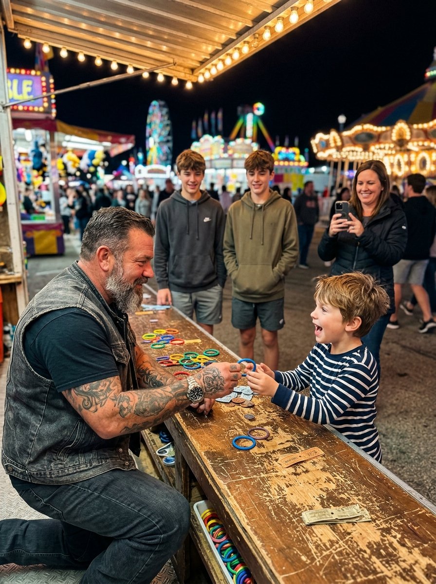 The Biker at the Ring Toss Booth
