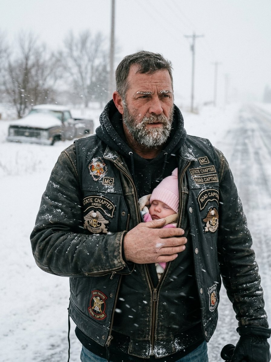 Old Biker Carried Abandoned Heart Baby Through Blizzard When Everyone Else Gave Up