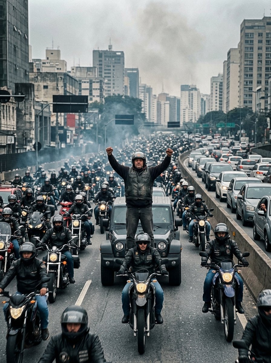 A biker gang shut down a bridge for 45 minutes and the news called them criminals.