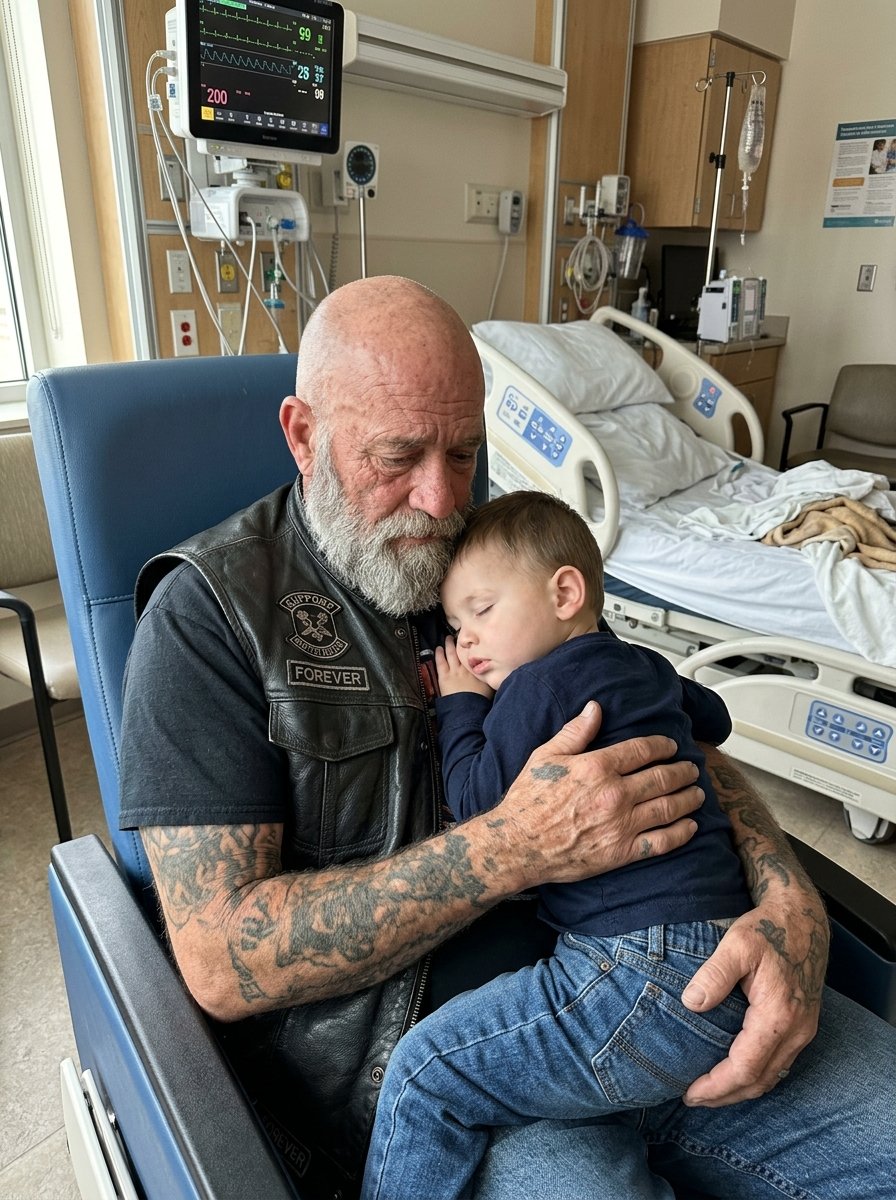 Biker Held The Screaming Toddler For 6 Hours When Nobody Else Could Calm Him Down