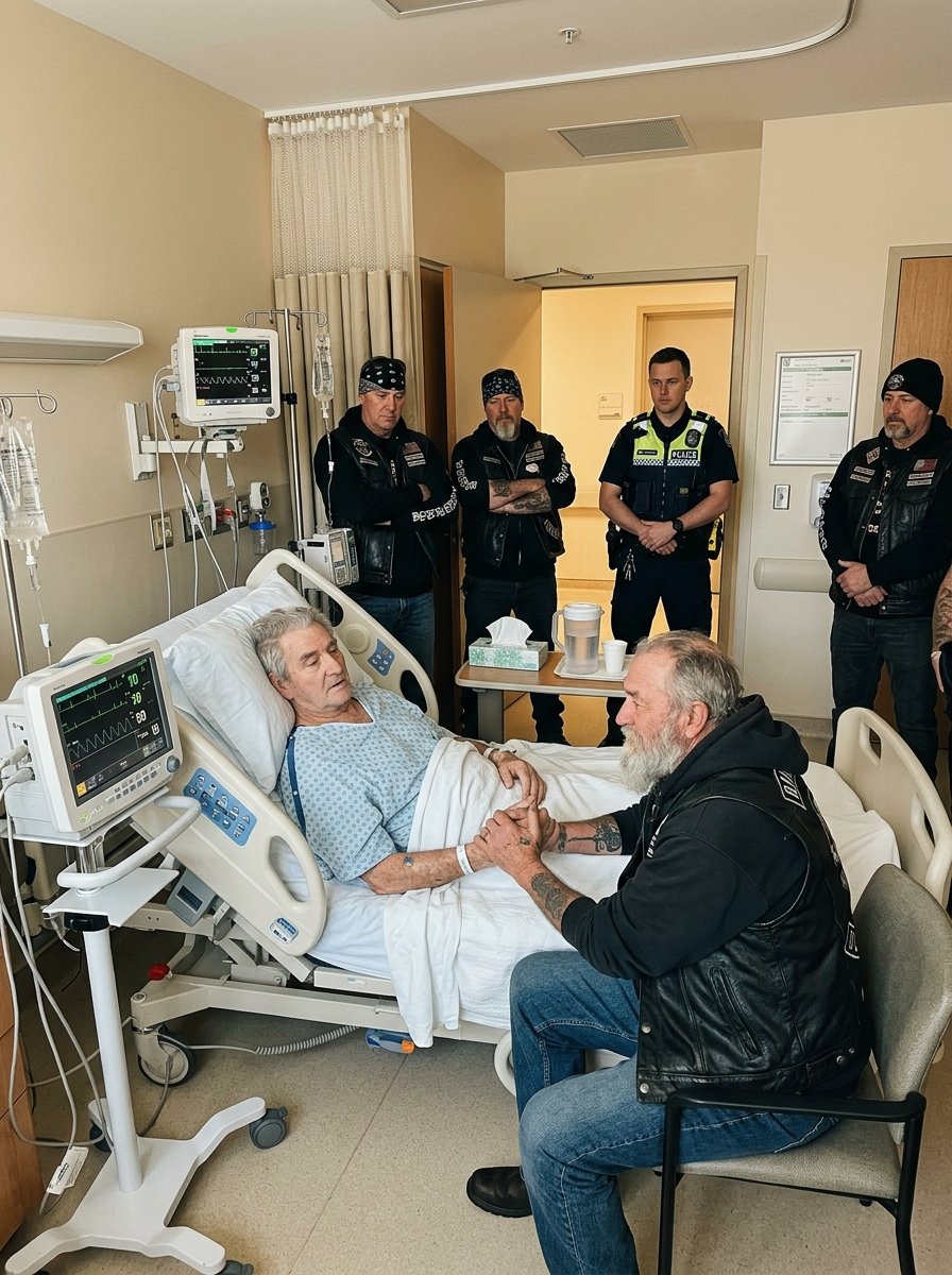 20 Bikers Refused To Leave A Dying Marine’s Hospital Room Despite Arrest Threats