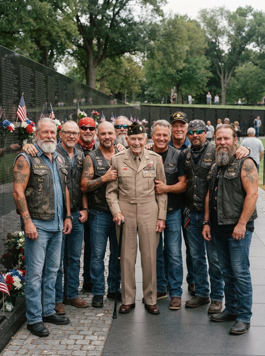 Bikers rode 1,200 miles to bring a dying veteran to his son’s name on the wall, and what he told us when we got there broke every one of us.
