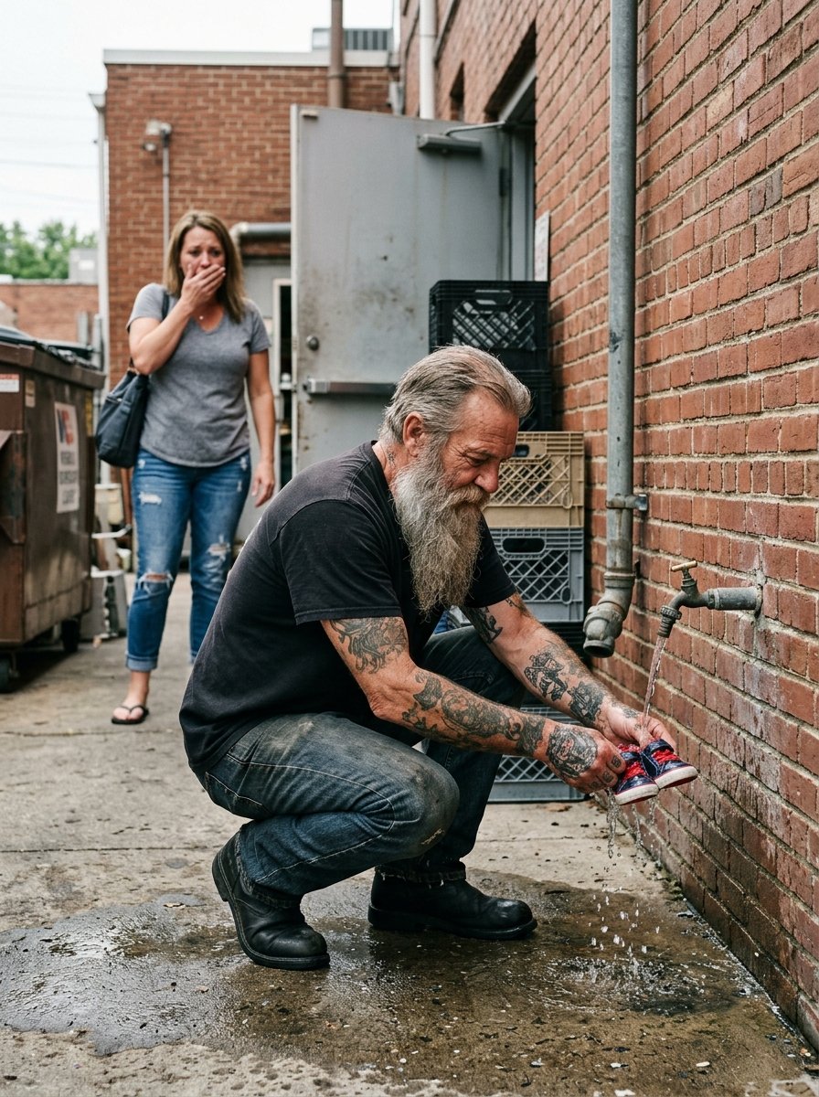 I found a biker washing blood off a child’s sneakers behind the diner