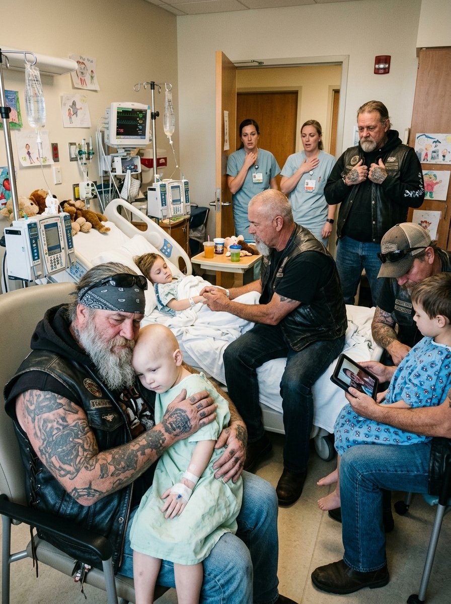 Fifteen Bikers Broke Into Children’s Hospital At Three AM To Visit Dying Boy